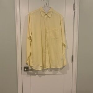 Murano Light Yellow Casual Button Down Shirt Long Sleeve Large